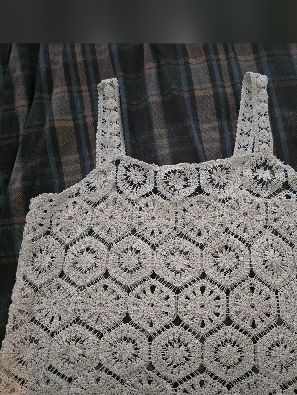 torrid Cream Crochet Hexagon Tank Top